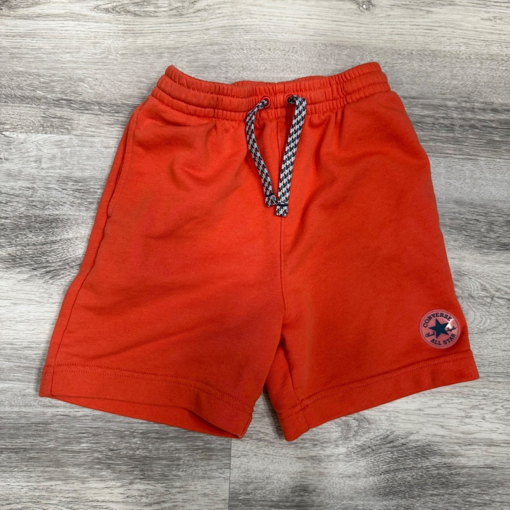 Converse Kids‎ Orange Athletic Shorts Drawstring Logo Size 6 5-6 Years